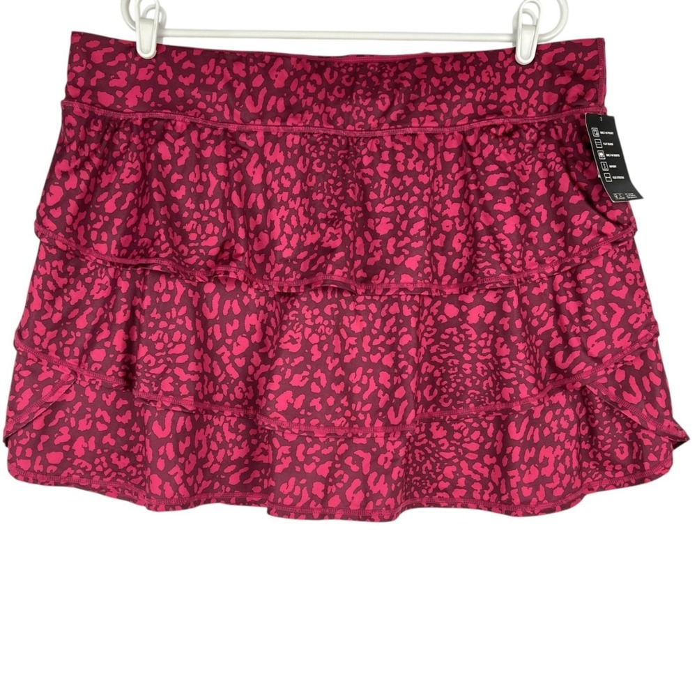 Ideology Women's Flex Stretch Built-in Shorts Cheetah Berry Skort Size 2X NWT